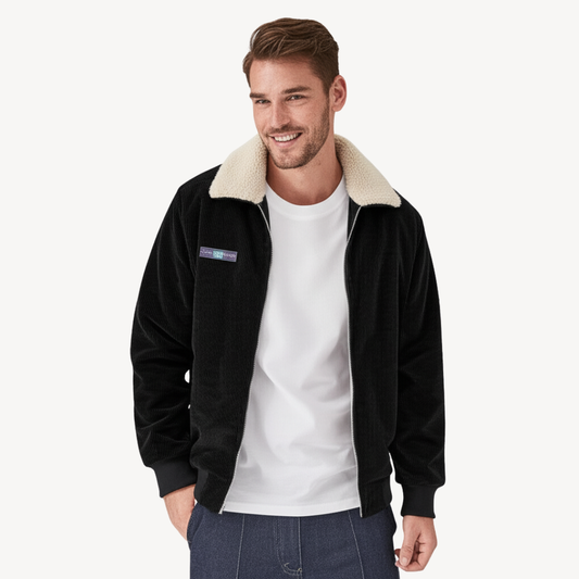Men’s Bomber Jacket with Sherpa Lining – Classic Zip-Up Style