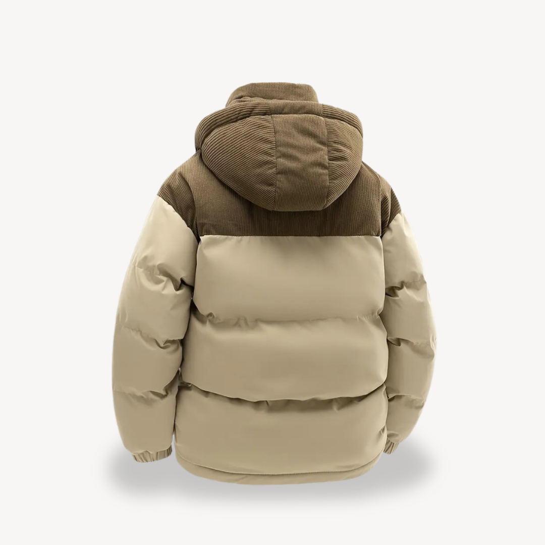 Men’s Quilted Puffer Jacket with Trimmed Hood – Contemporary Outerwear