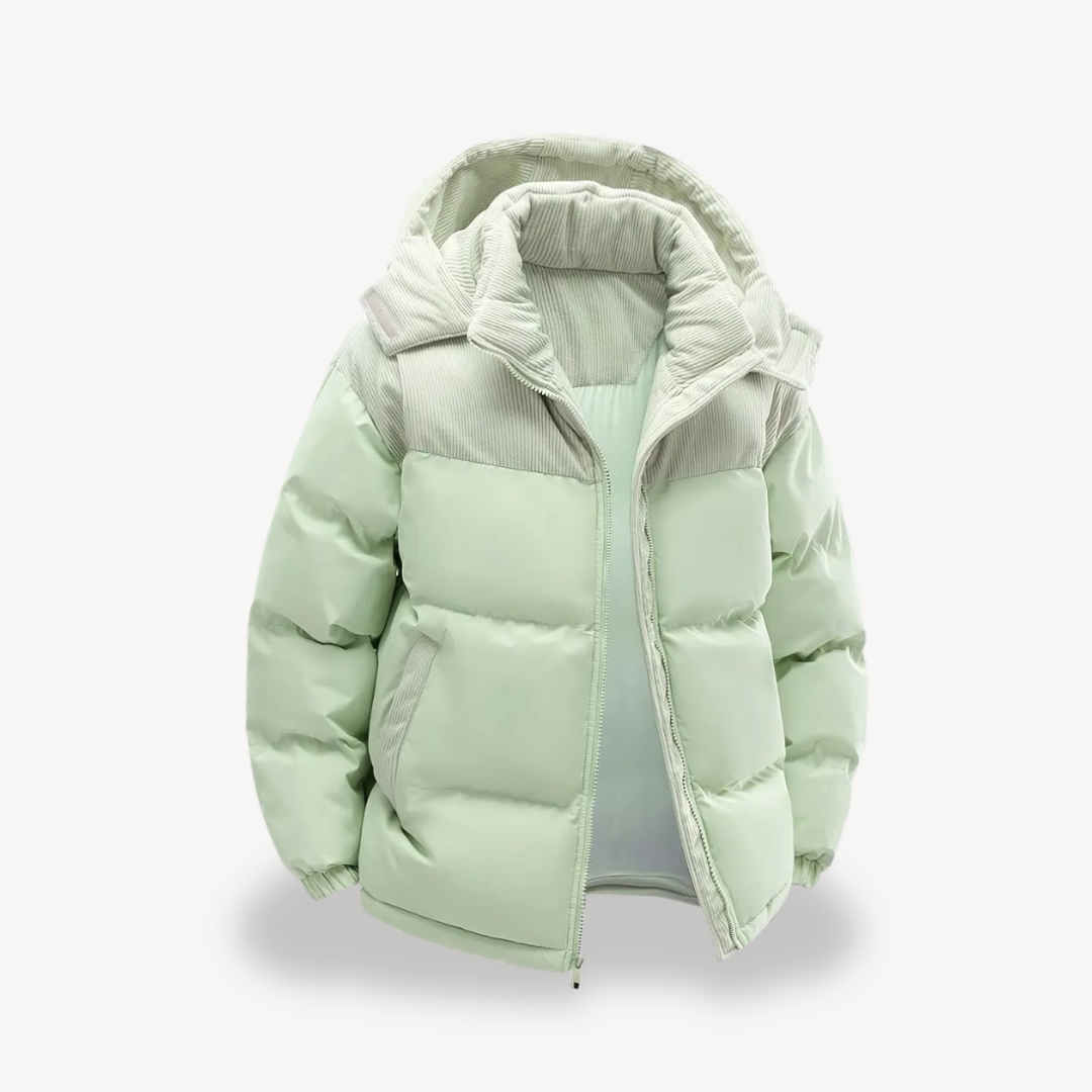 Men’s Quilted Puffer Jacket with Trimmed Hood – Contemporary Outerwear