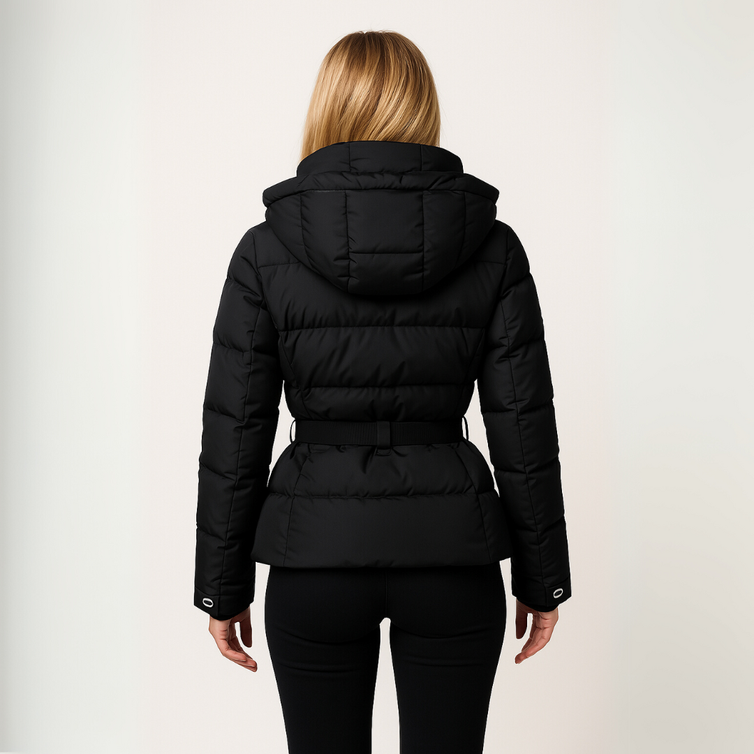 Women’s Belted Puffer Jacket – Contemporary Fitted Design