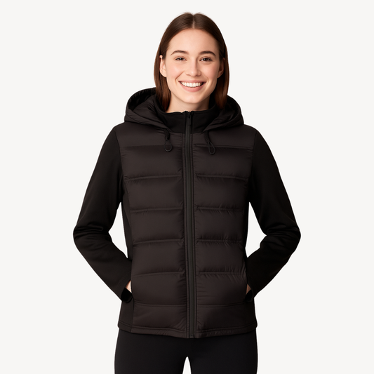 Women’s Hooded Puffer Jacket – Quilted Longline Design