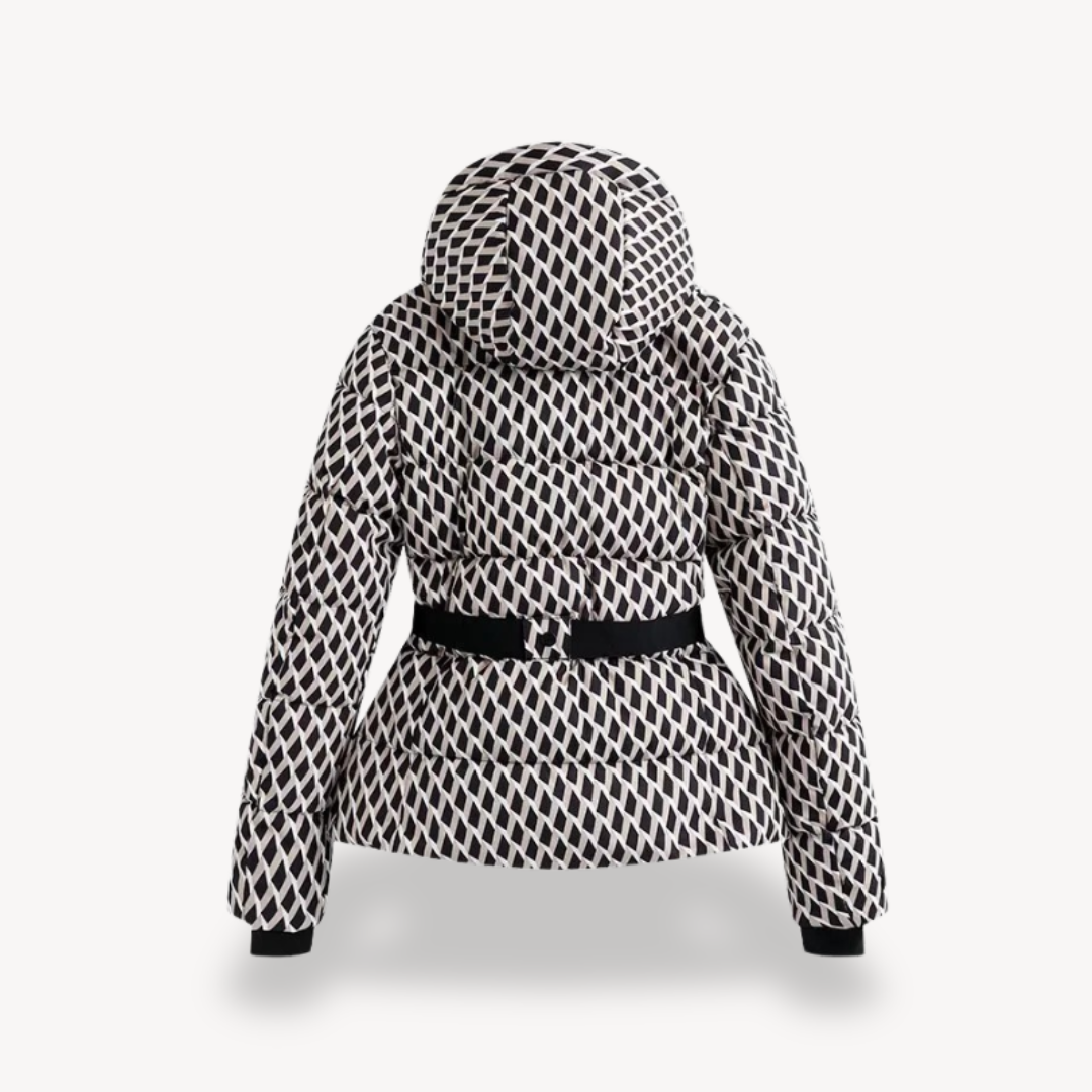 Women’s Hooded Belted Puffer Jacket – Quilted Longline Design